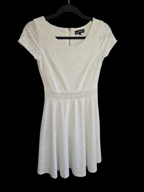 Sequin Hearts White Eyelet Scoop Waist Mini Dress